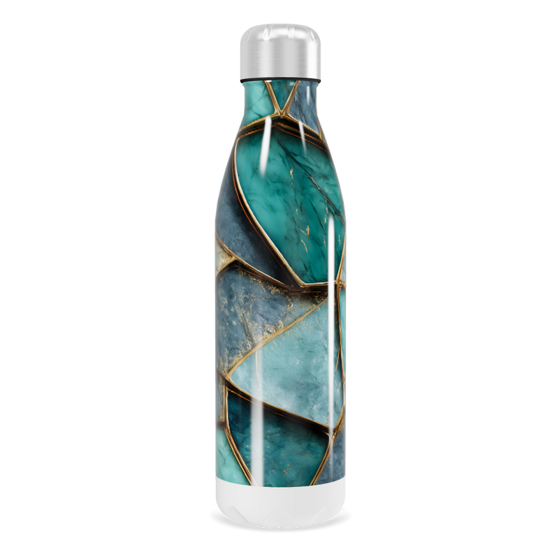 Garrafa Inox - Estampa Mármore Azul