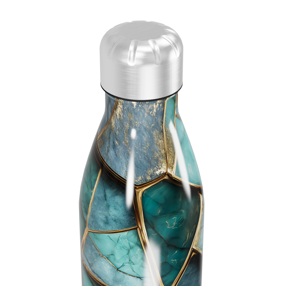 Garrafa Inox - Estampa Mármore Azul