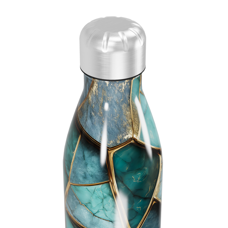 Garrafa Inox - Estampa Mármore Azul
