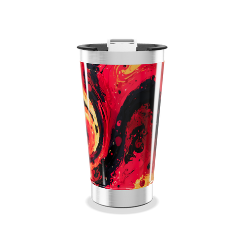 Copo Térmico - Estampa Abstrata Vermelha
