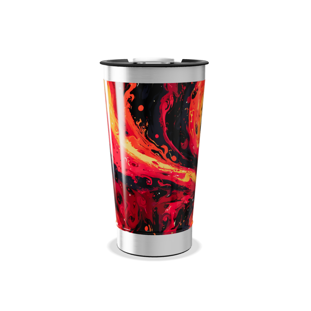 Copo Térmico - Estampa Abstrata Vermelha
