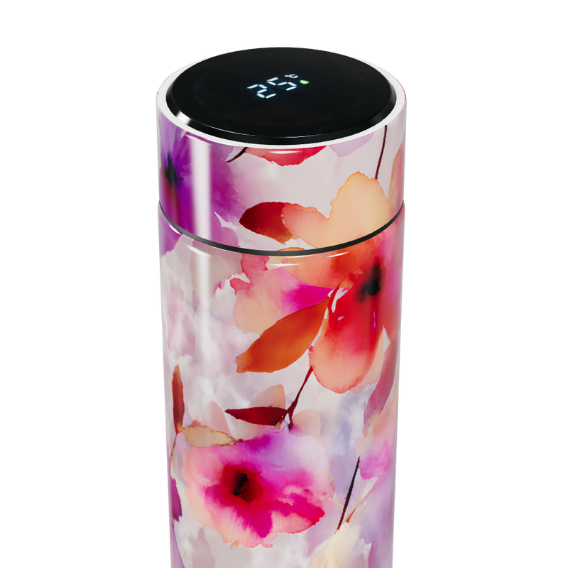Garrafa Térmica Touch - Floral colorida aço inox
