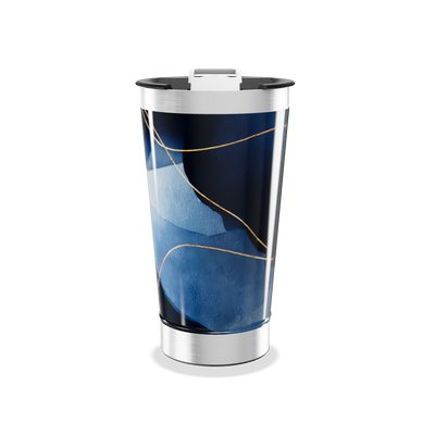 Copo Térmico - Azul com Detalhes Dourados