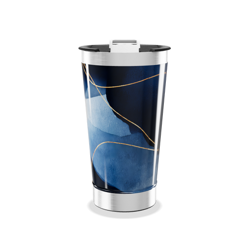 Copo Térmico - Azul com Detalhes Dourados