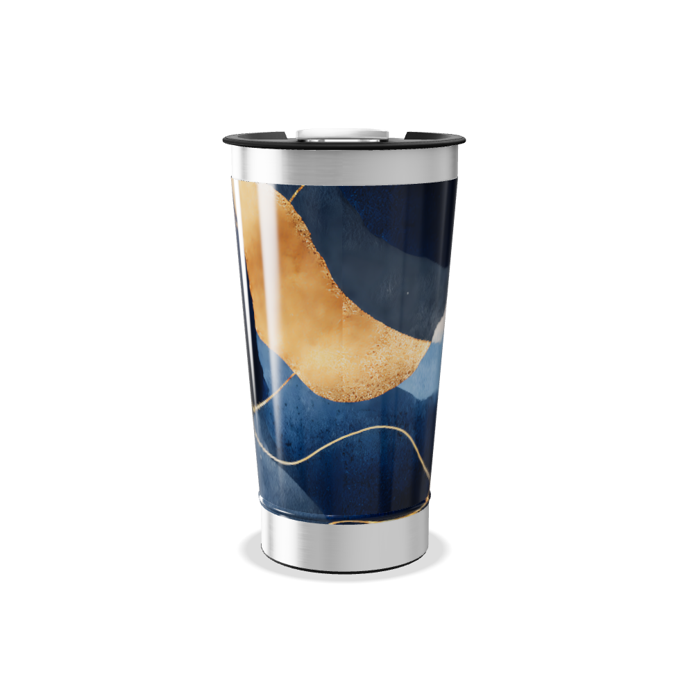 Copo Térmico - Azul com Detalhes Dourados