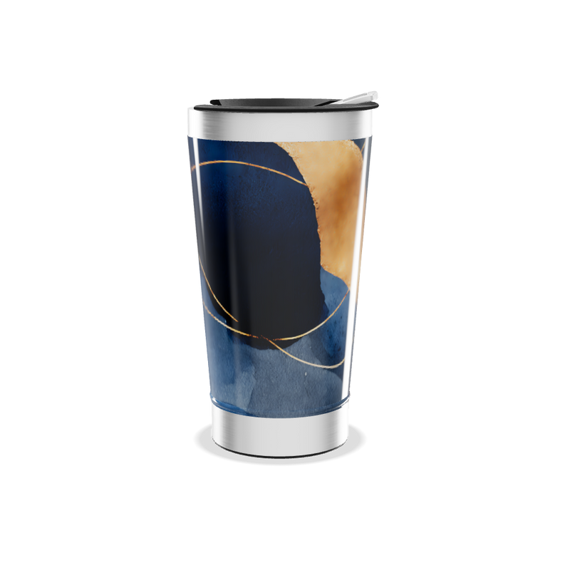 Copo Térmico - Azul com Detalhes Dourados