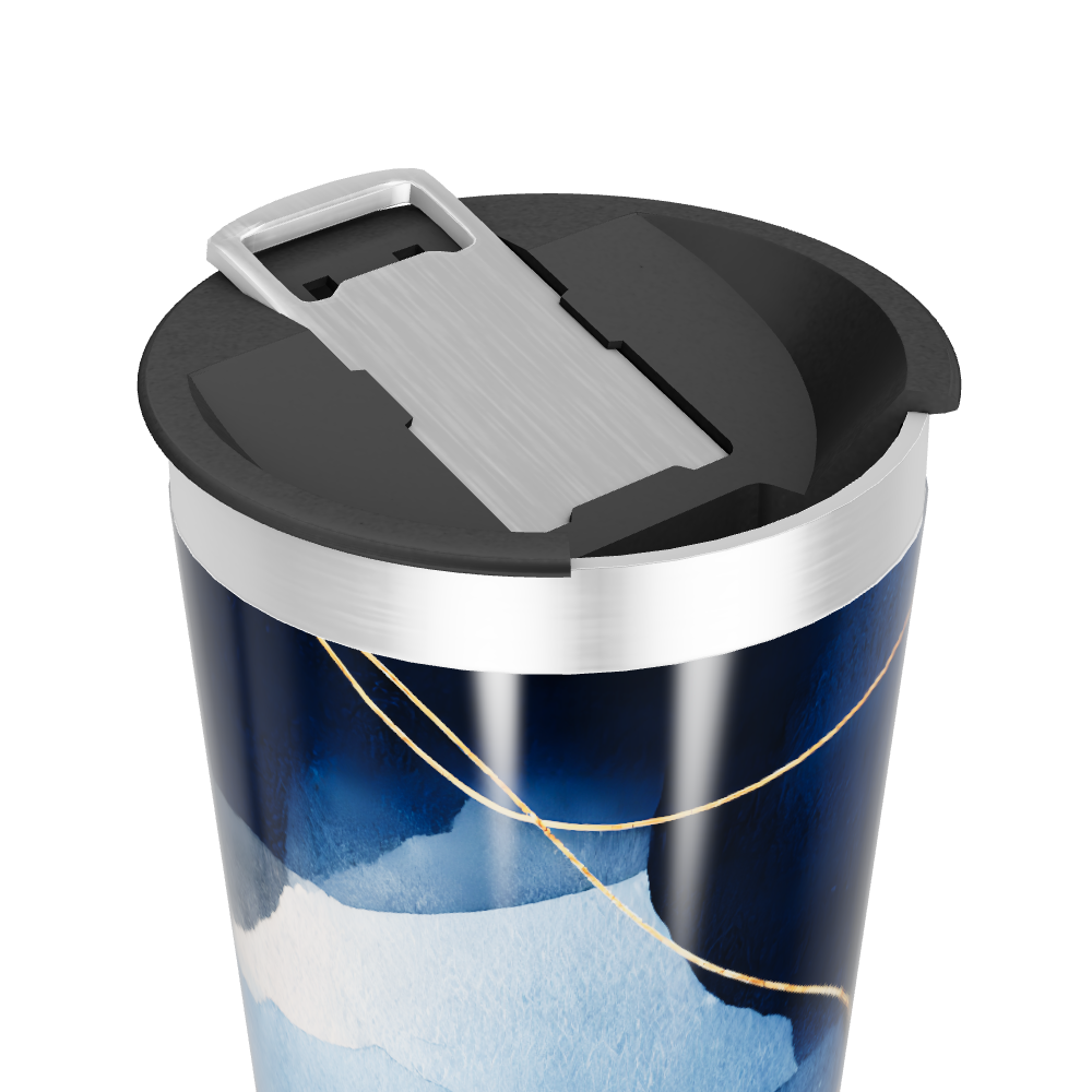 Copo Térmico - Azul com Detalhes Dourados