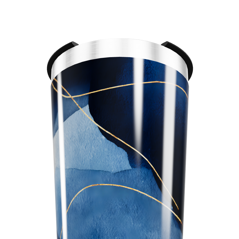 Copo Térmico - Azul com Detalhes Dourados