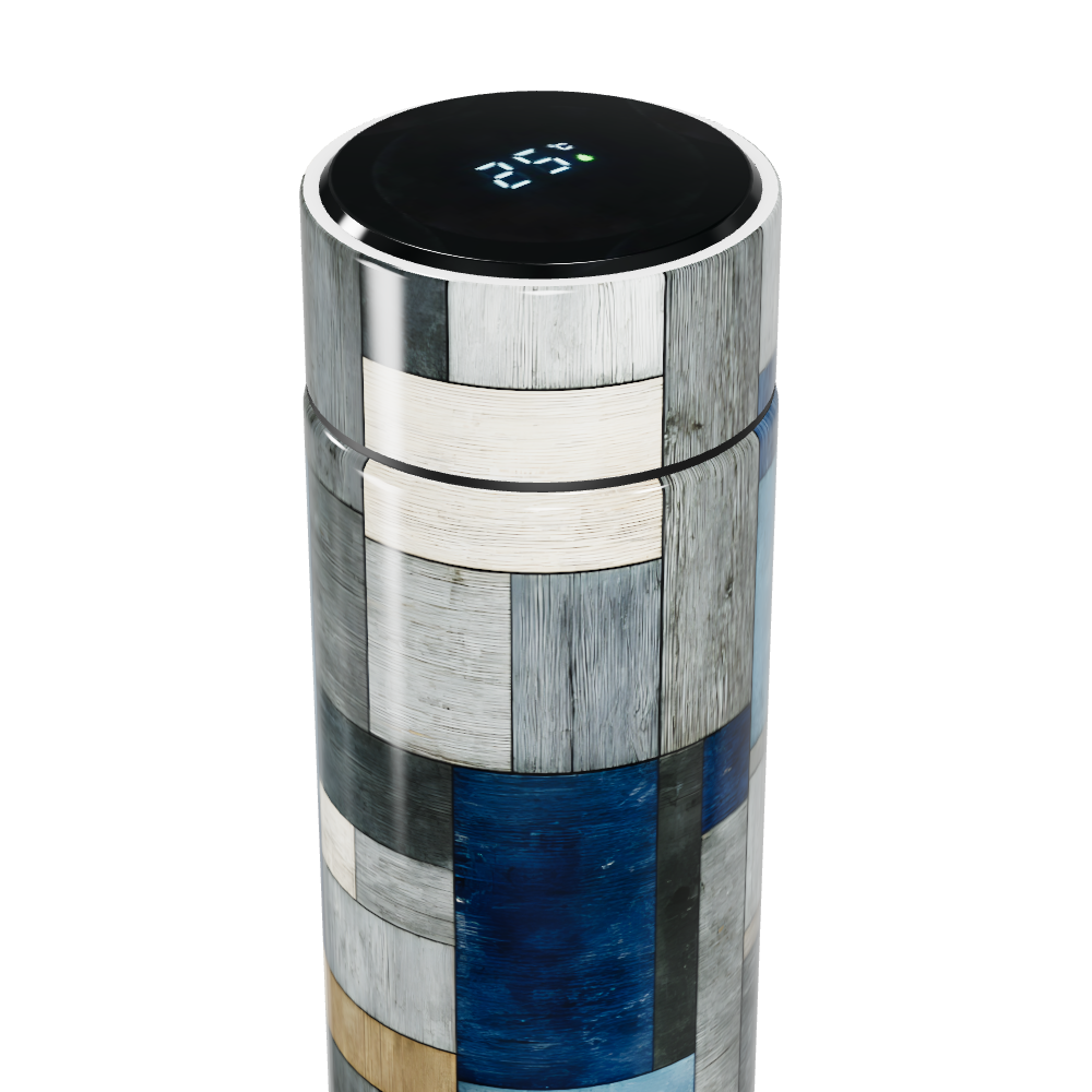 Garrafa Térmica Touch - Estampa Geométrica Azul