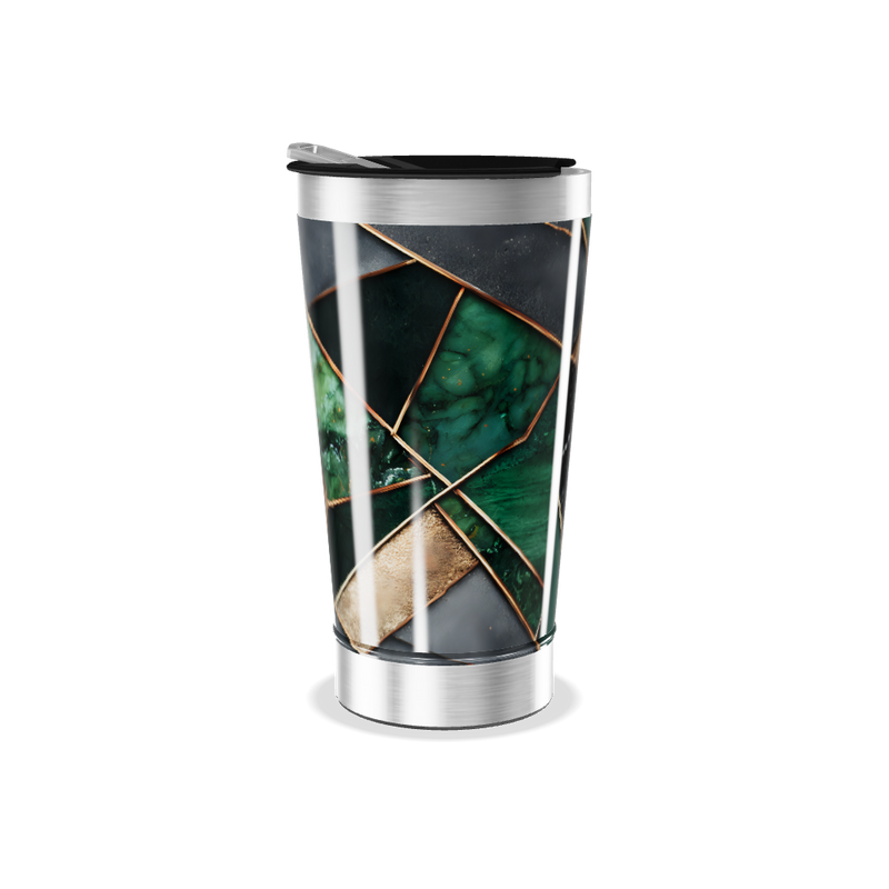 Copo Térmico - Verde com Estampa Geométrica