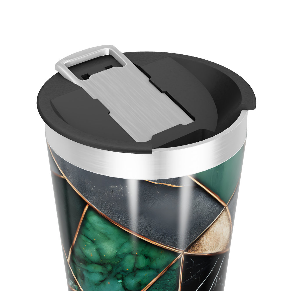 Copo Térmico - Verde com Estampa Geométrica