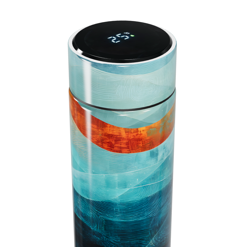 Garrafa Térmica Touch - Azul com Estampa Abstrata