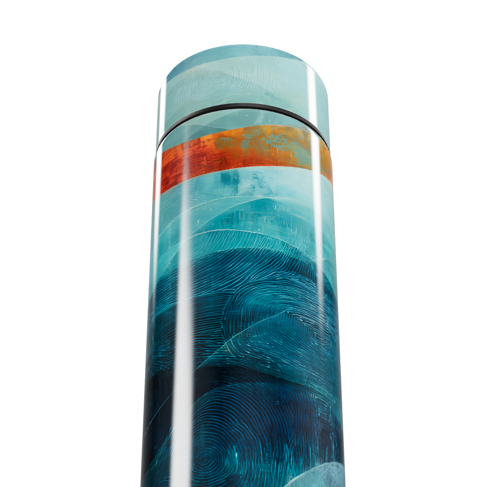 Garrafa Térmica Touch - Azul com Estampa Abstrata