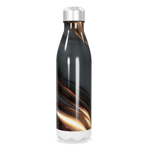 Garrafa Inox - Preta com Design Ondulado