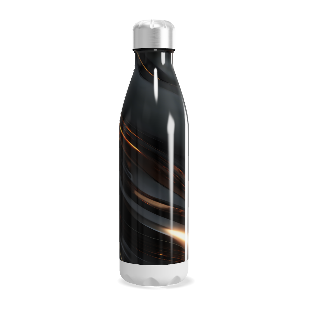 Garrafa Inox - Preta com Design Ondulado