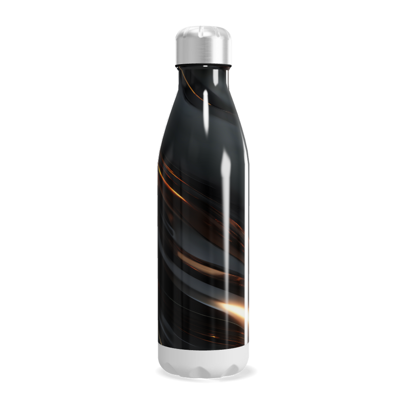 Garrafa Inox - Preta com Design Ondulado