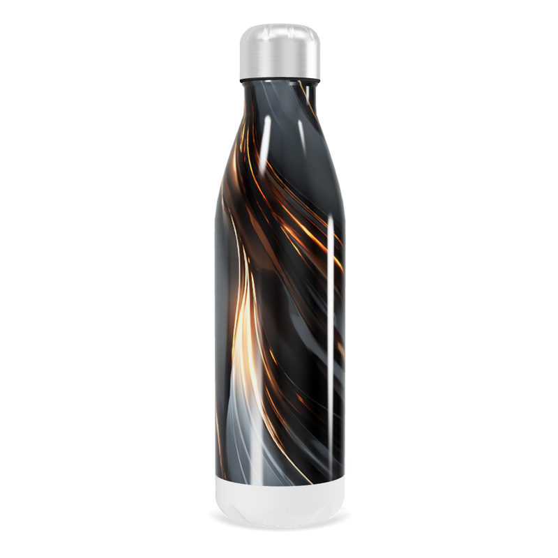 Garrafa Inox - Preta com Design Ondulado