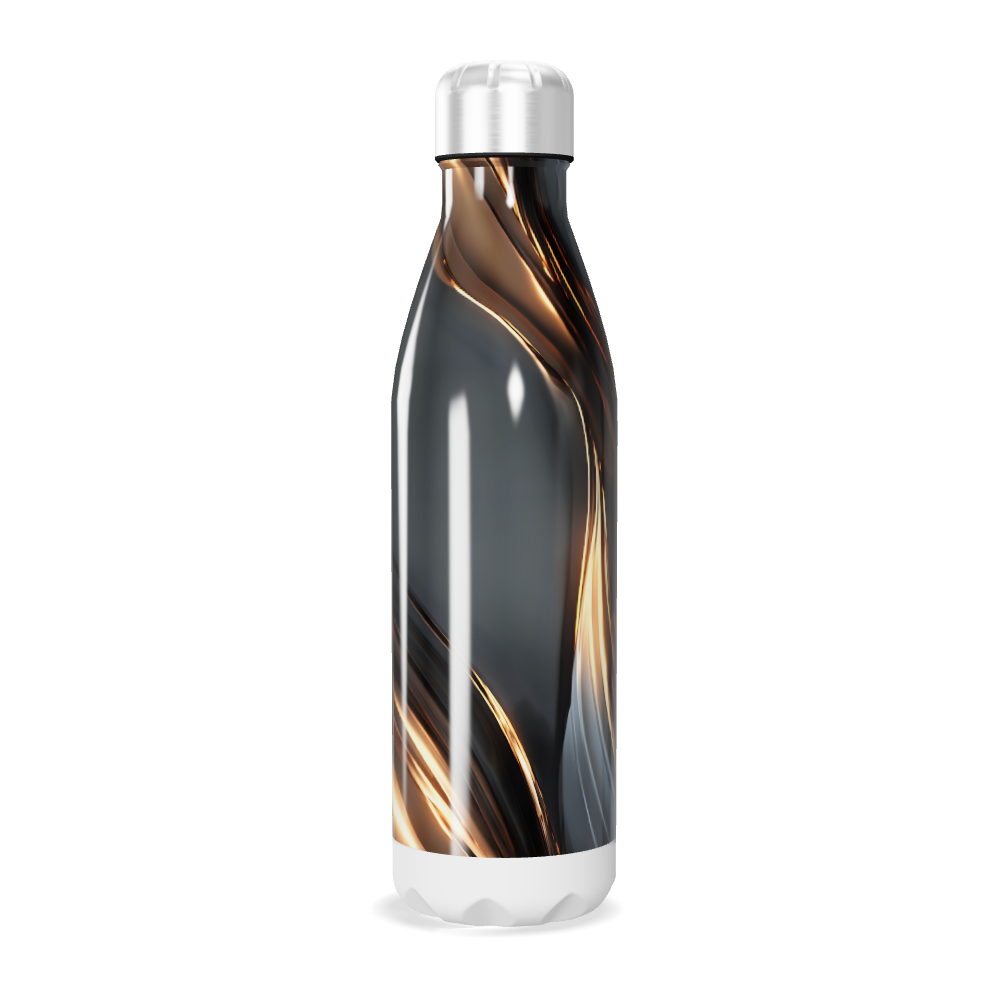 Garrafa Inox - Preta com Design Ondulado