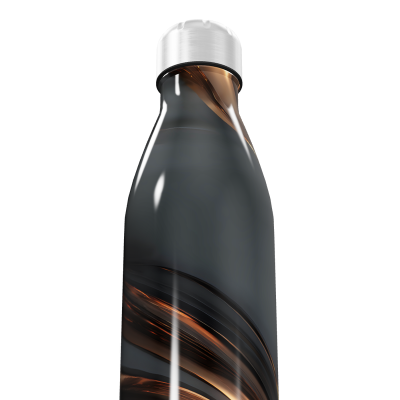 Garrafa Inox - Preta com Design Ondulado