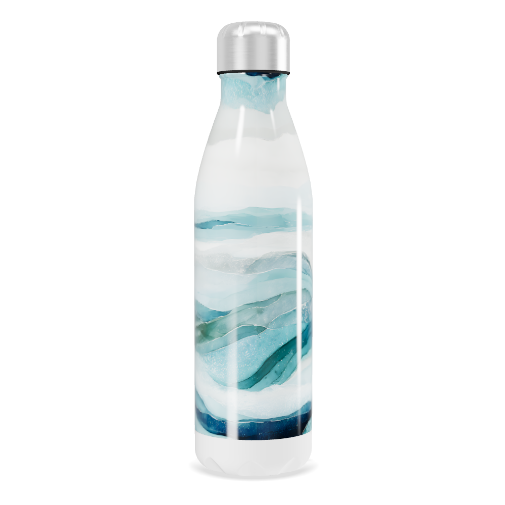 Garrafa Inox - Estampa Ondas Azul