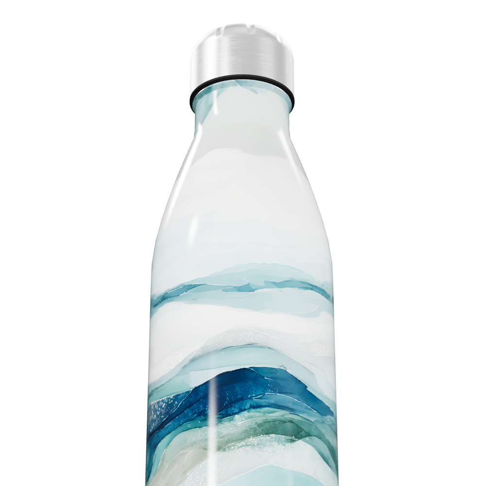 Garrafa Inox - Estampa Ondas Azul