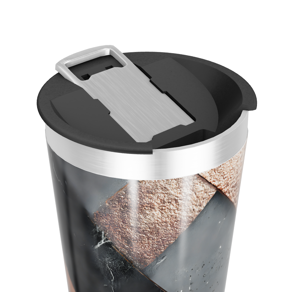 Copo Térmico - Design Geométrico Preto e Bege