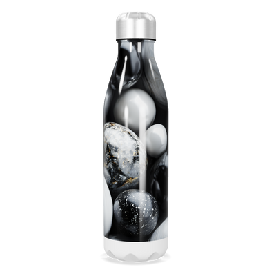 Garrafa Inox - Estampa Mármore Preto e Branco
