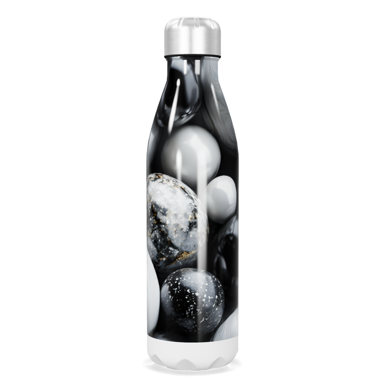 Garrafa Inox - Estampa Mármore Preto e Branco