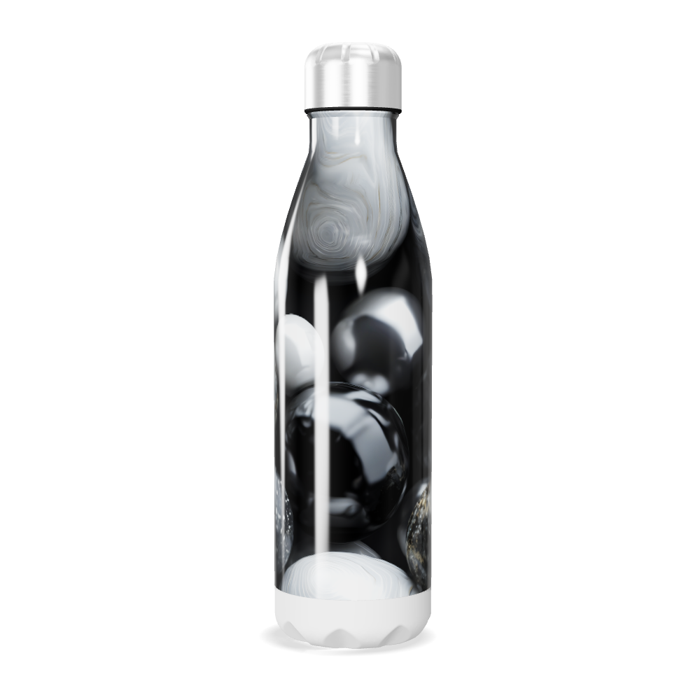 Garrafa Inox - Estampa Mármore Preto e Branco