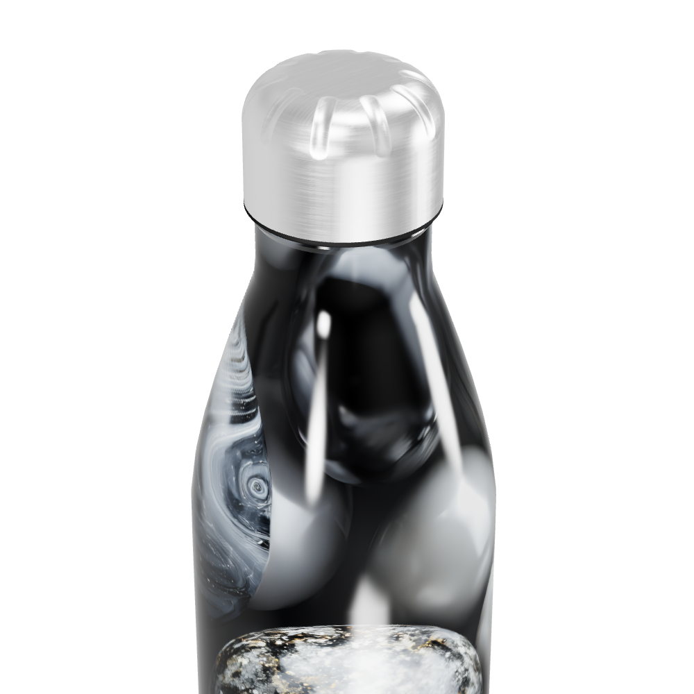 Garrafa Inox - Estampa Mármore Preto e Branco