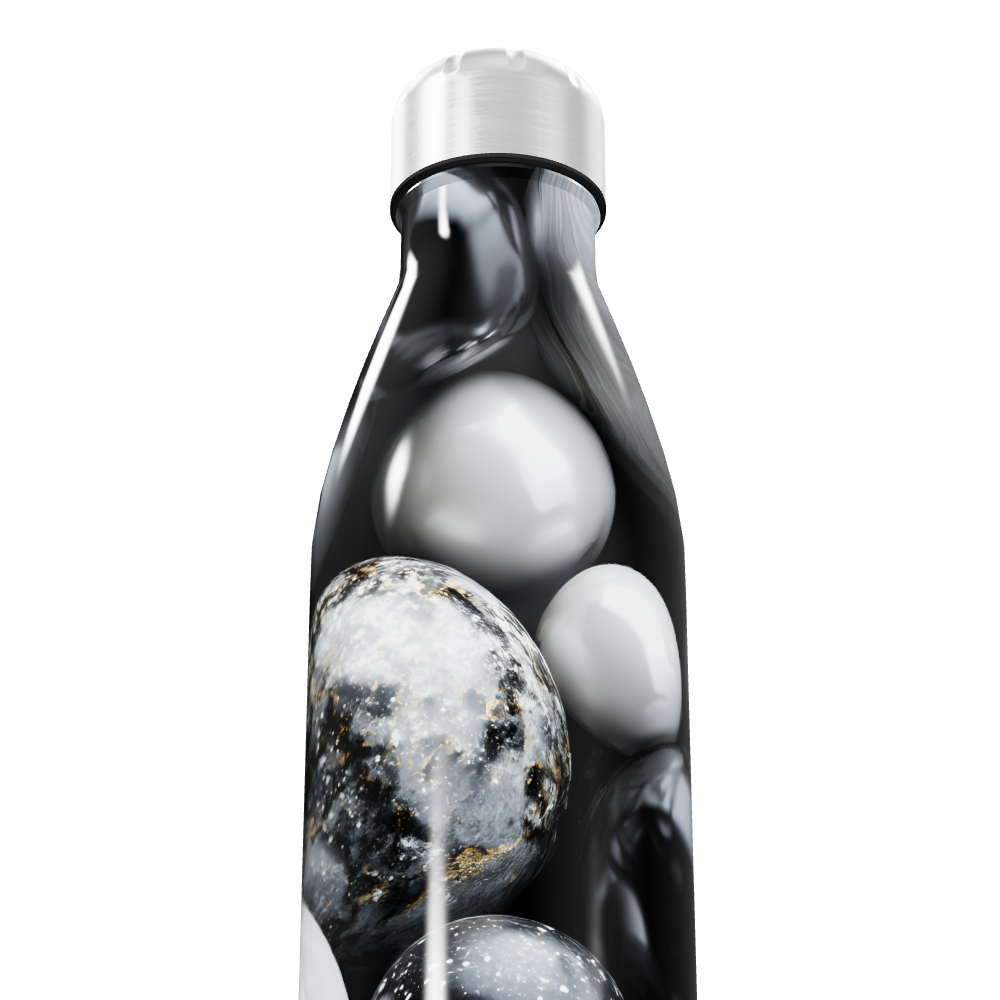 Garrafa Inox - Estampa Mármore Preto e Branco