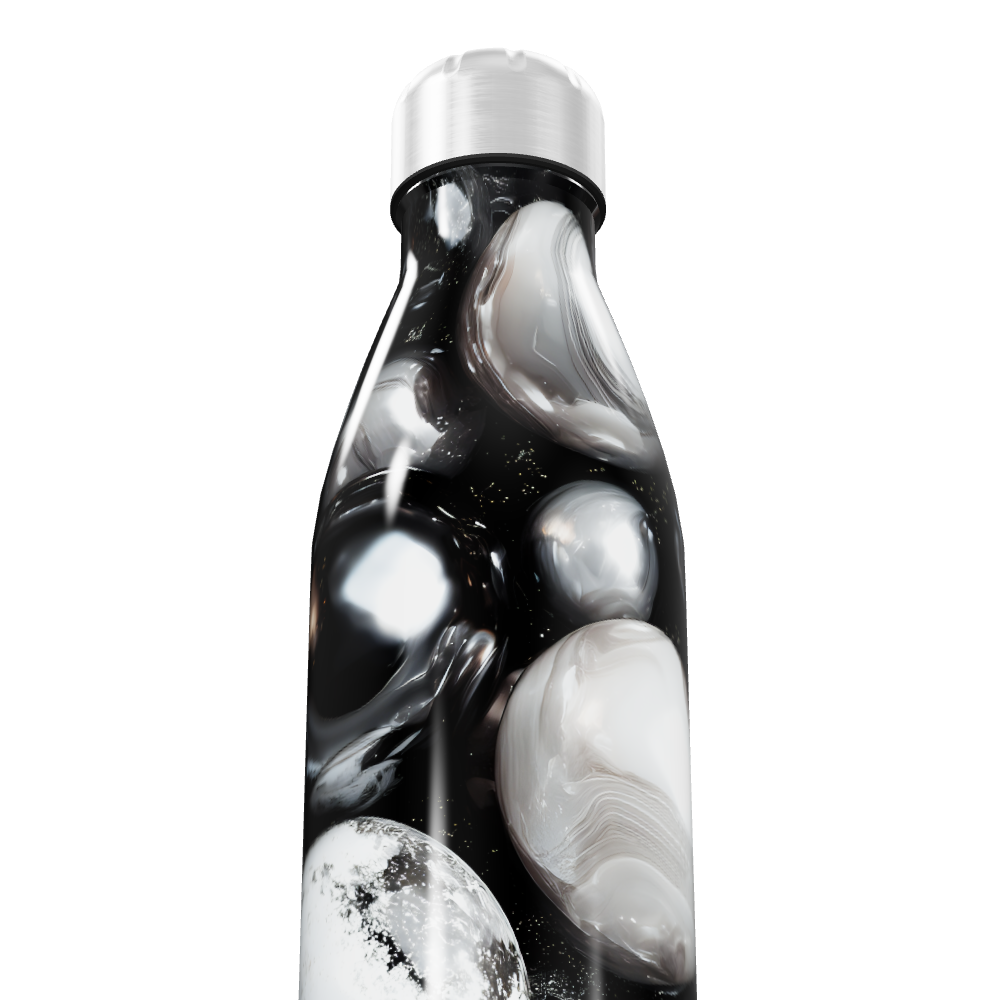 Garrafa Inox - Estampa Marmorizada Branca