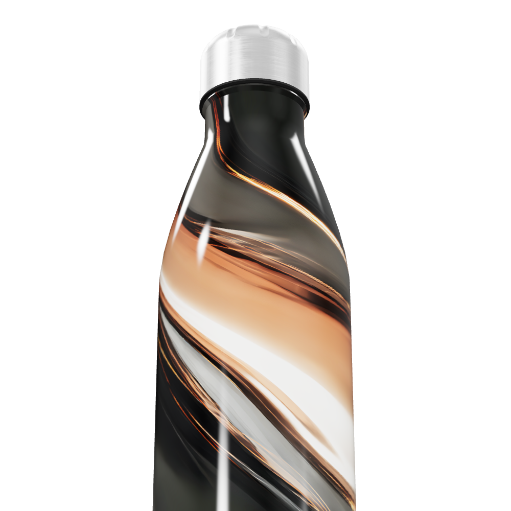 Garrafa Inox - Estampa Abstrata Preto e Bronze