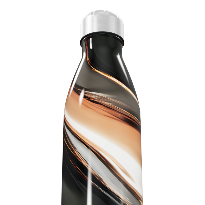Garrafa Inox - Estampa Abstrata Preto e Bronze
