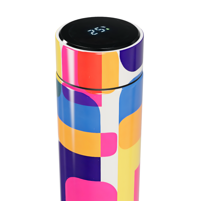 Garrafa Térmica Touch - Colorida com Estampa Geométrica