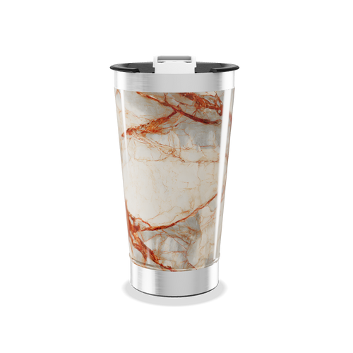 Copo Térmico - Mármore Branco e Laranja