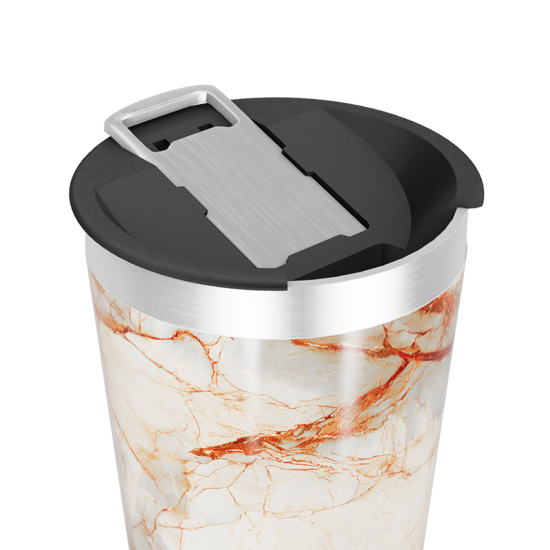 Copo Térmico - Mármore Branco e Laranja