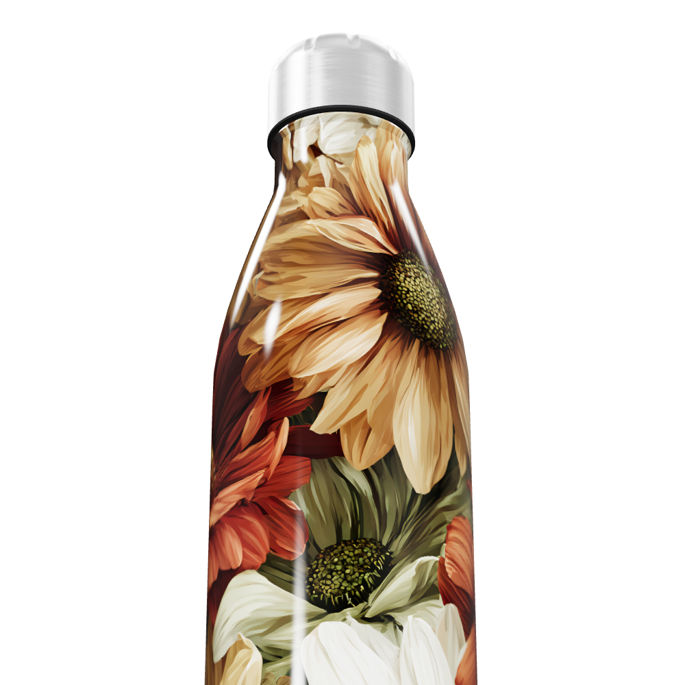 Garrafa Inox - Flores coloridas