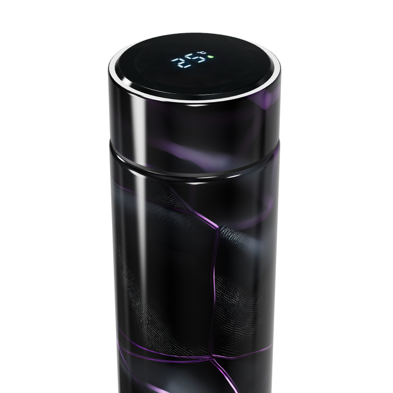 Garrafa Térmica Touch - Preta com LED e Design Roxo