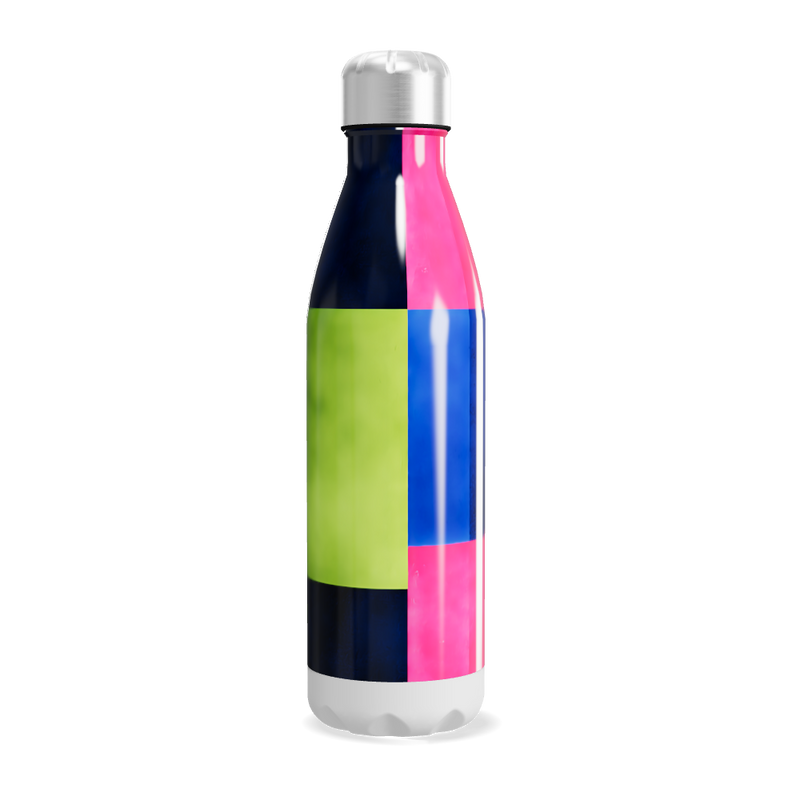 Garrafa Inox - Rosa com Estampa Colorida