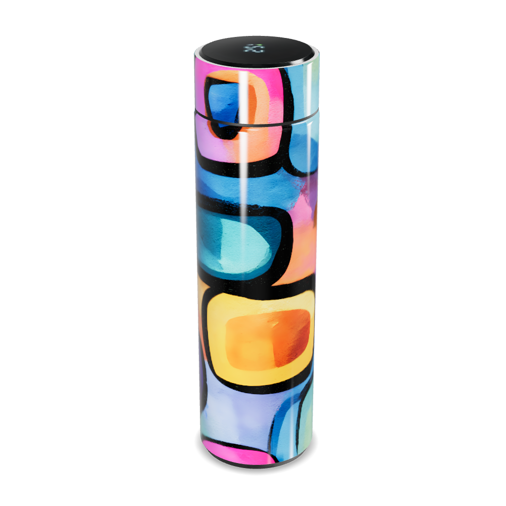 Garrafa Térmica Touch - Estampa Colorida Abstrata