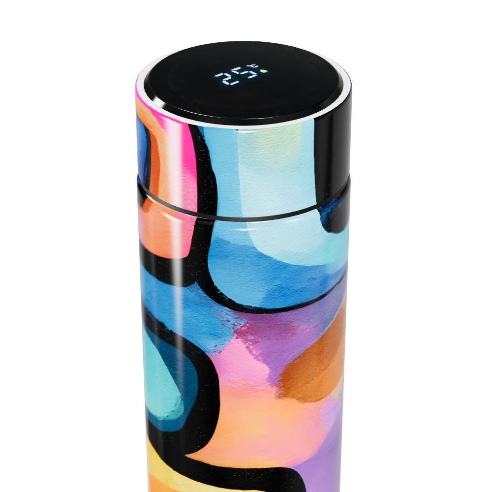 Garrafa Térmica Touch - Estampa Colorida Abstrata