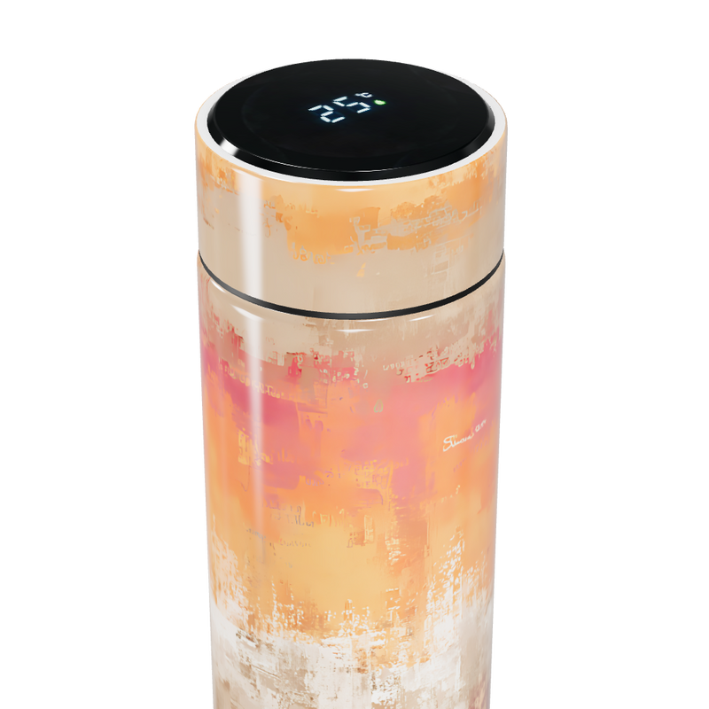 Garrafa Térmica Touch - Estampa Abstrata Laranja