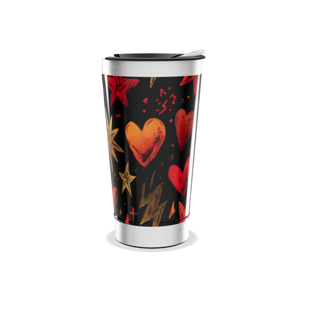 Copo Térmico - Estampa Corações e Chamas