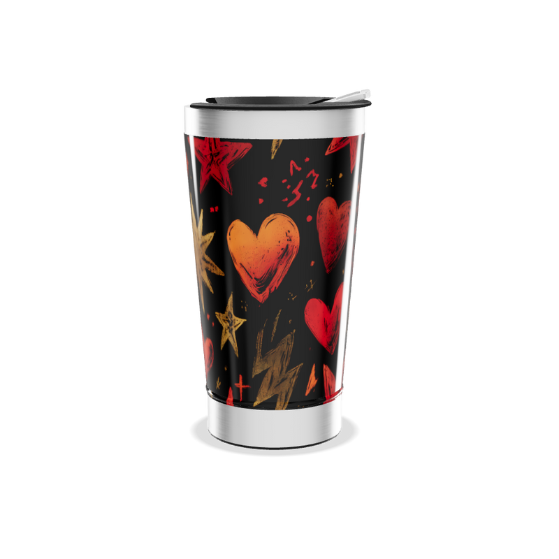 Copo Térmico - Estampa Corações e Chamas