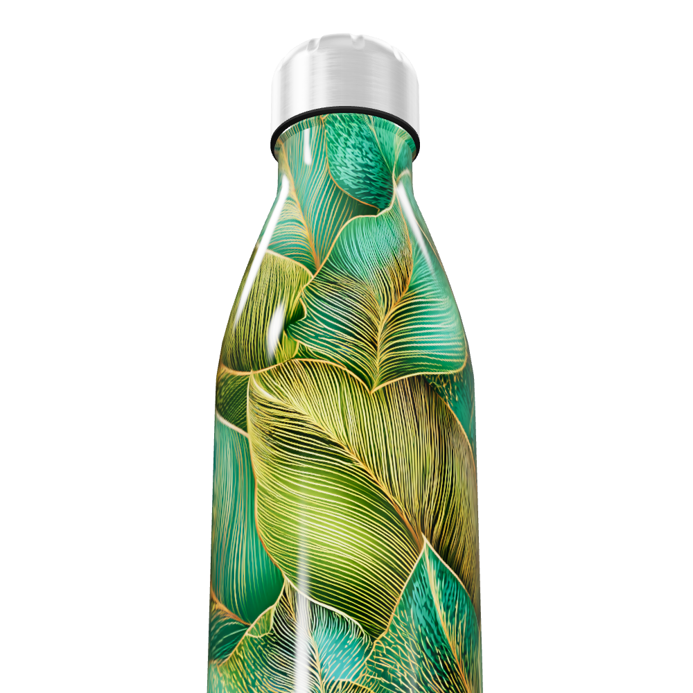 Garrafa Inox - Folhas Verde