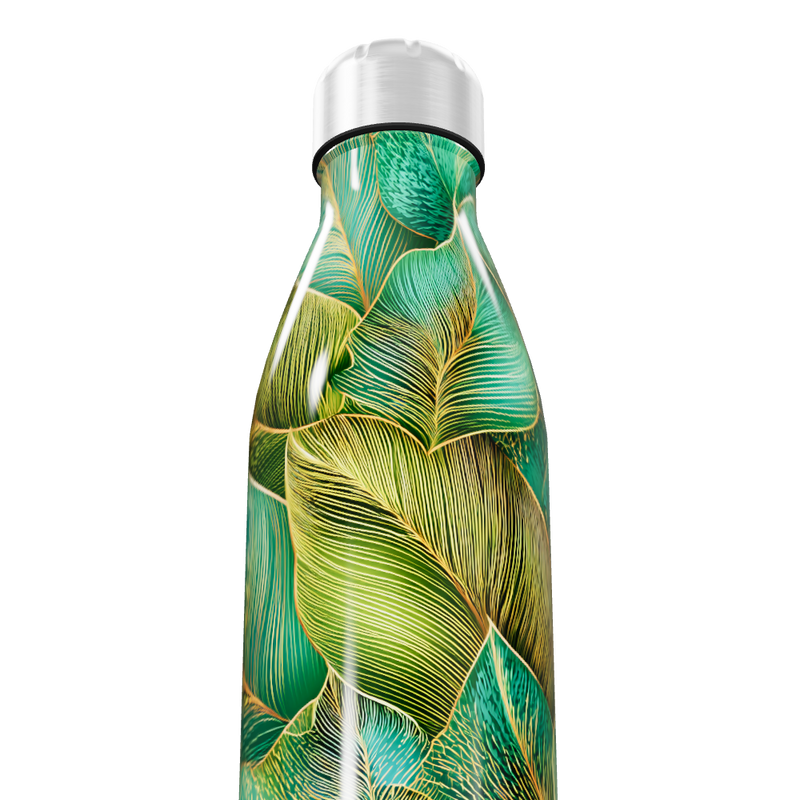 Garrafa Inox - Folhas Verde