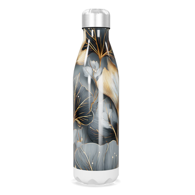 Garrafa Inox - Floral Azul e Dourado