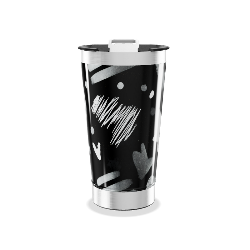 Copo Térmico - Preto com Desenhos Brancos