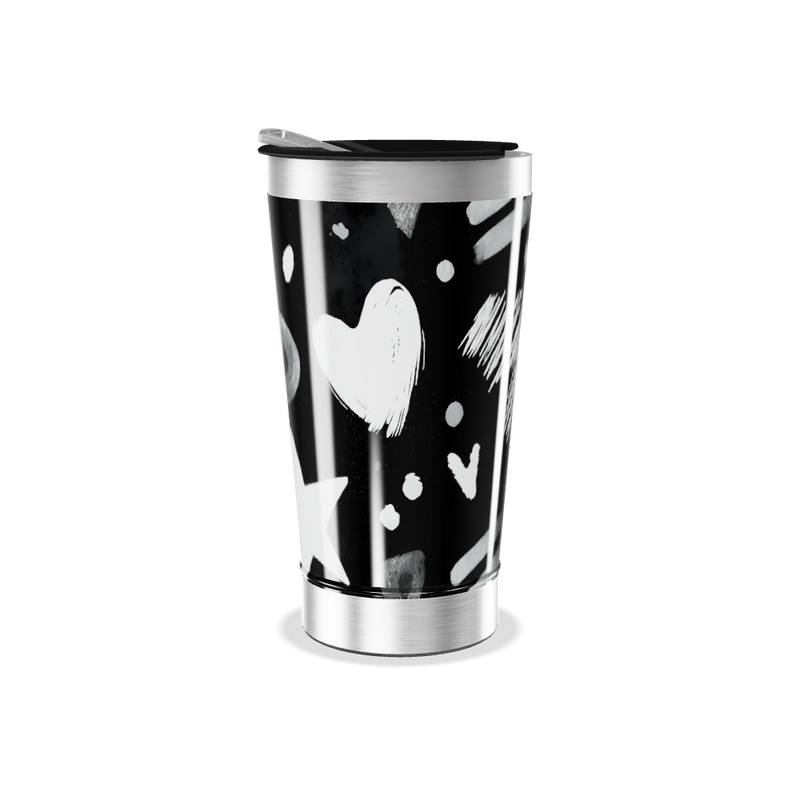Copo Térmico - Preto com Desenhos Brancos